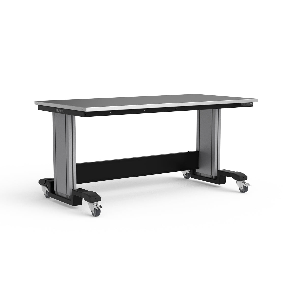 Mobile Adjustable Height Workbench - Stainless Steel Top