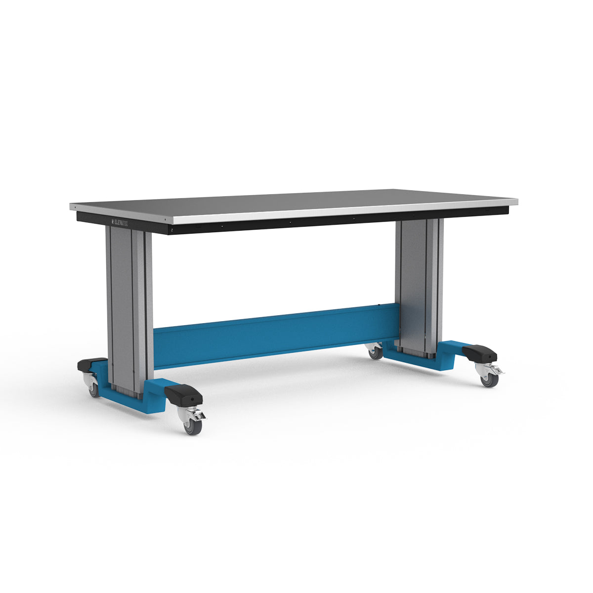 Mobile Adjustable Height Workbench - Stainless Steel Top