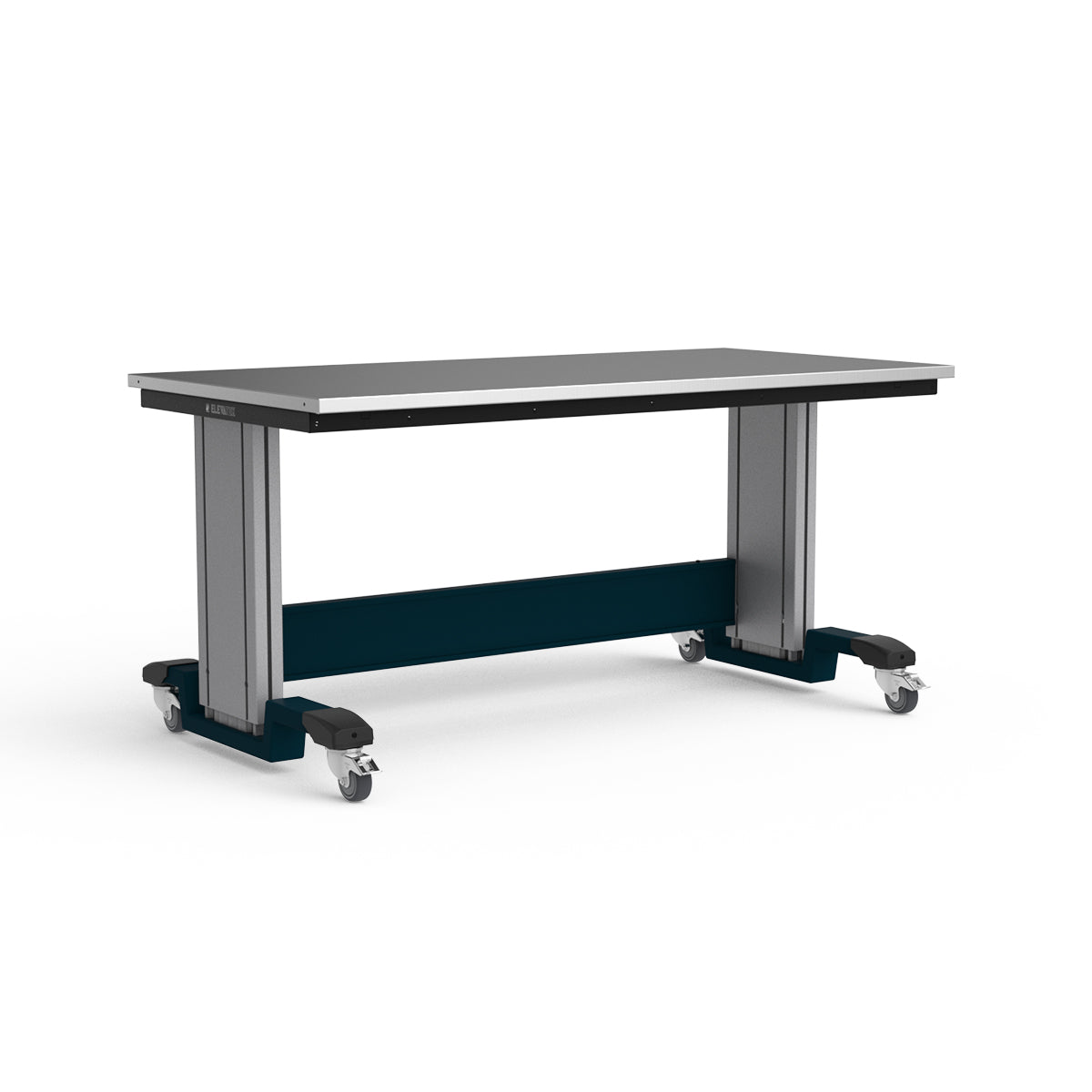 Mobile Adjustable Height Workbench - Stainless Steel Top