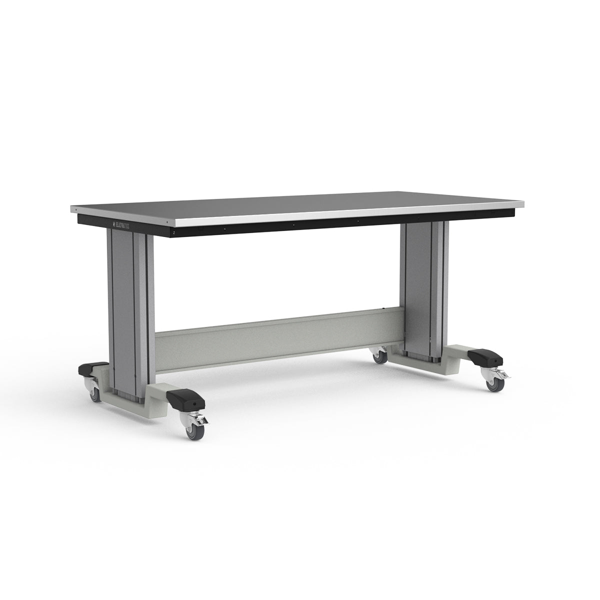 Mobile Adjustable Height Workbench - Stainless Steel Top