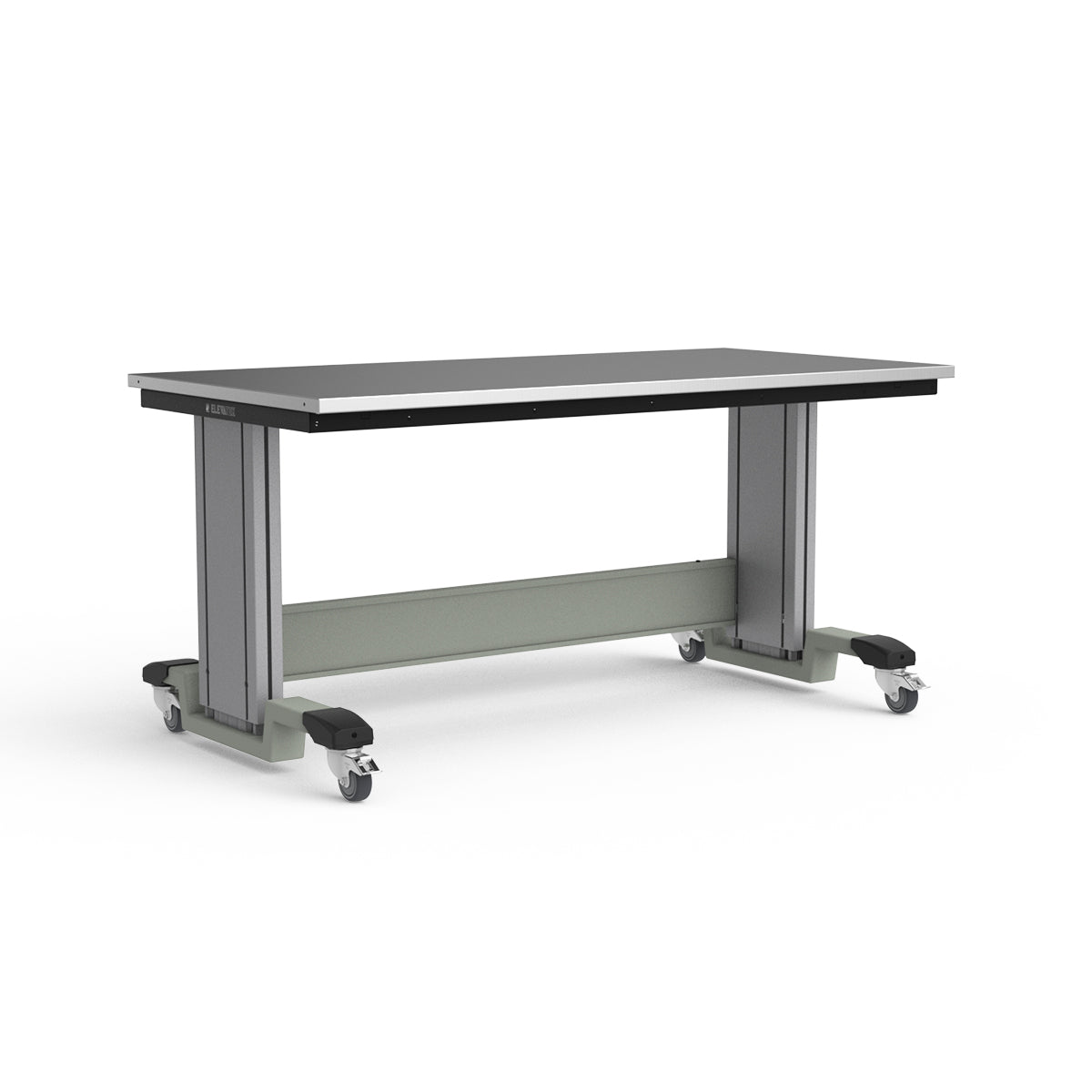 Mobile Adjustable Height Workbench - Stainless Steel Top
