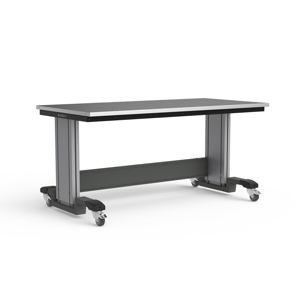 Mobile Adjustable Height Workbench - Stainless Steel Top