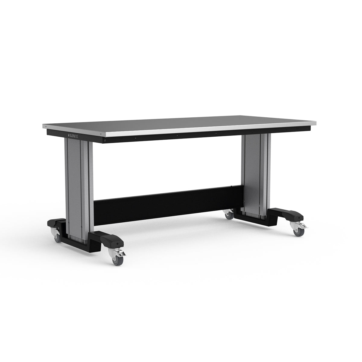 Mobile Adjustable Height Workbench - Stainless Steel Top
