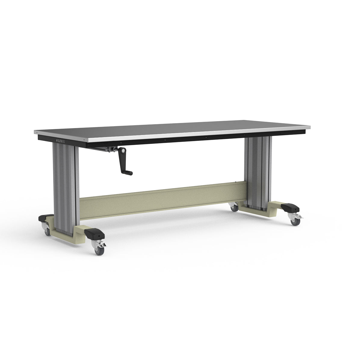 Mobile Adjustable Height Workbench - Stainless Steel Top