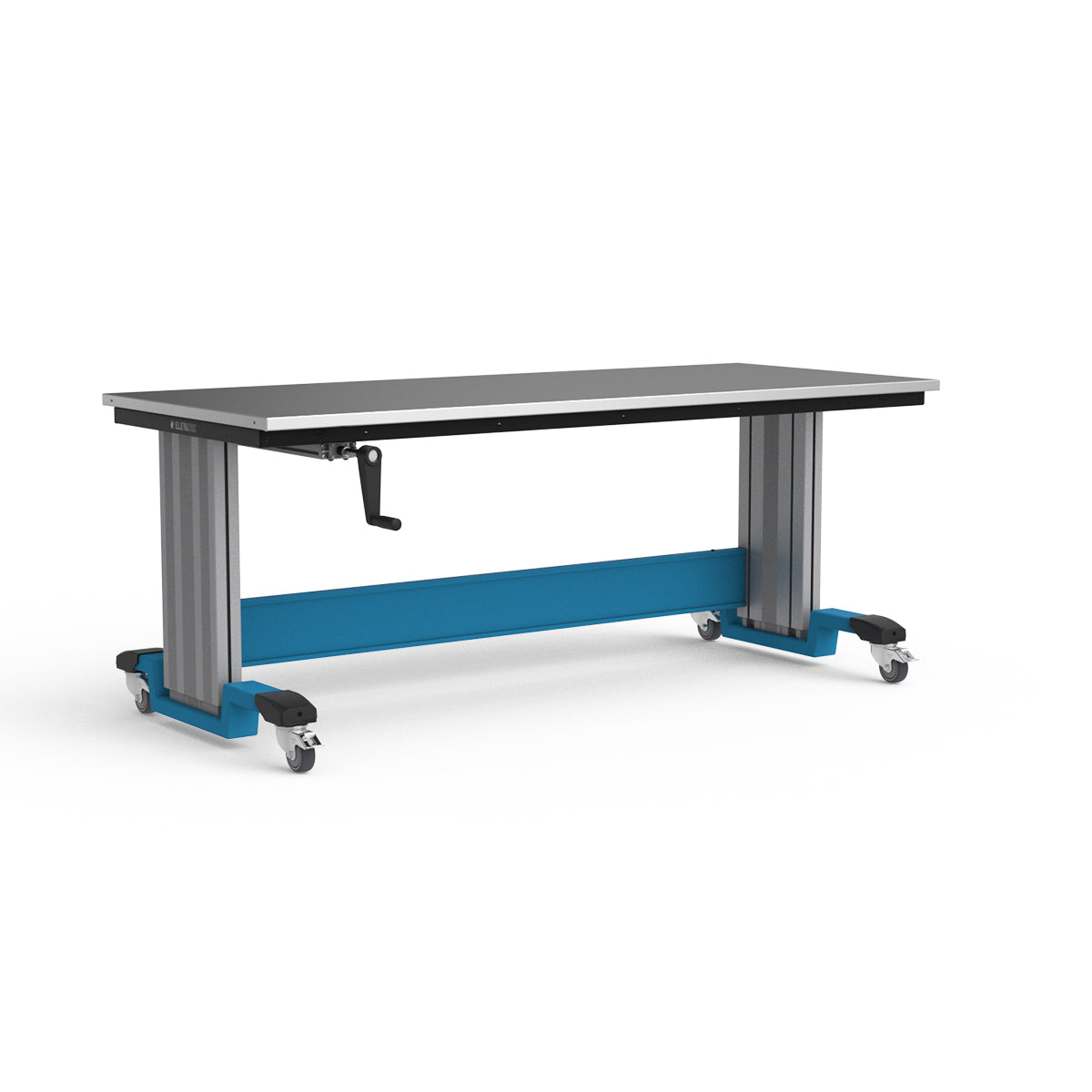 Mobile Adjustable Height Workbench - Stainless Steel Top