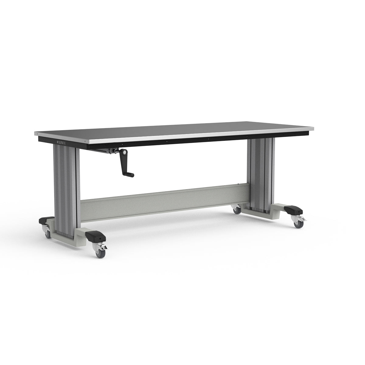 Mobile Adjustable Height Workbench - Stainless Steel Top