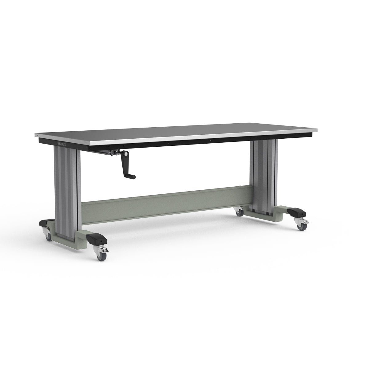 Mobile Adjustable Height Workbench - Stainless Steel Top
