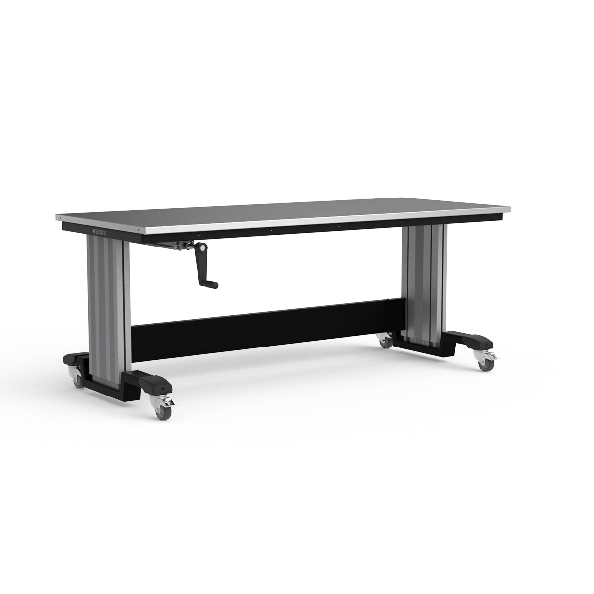 Mobile Adjustable Height Workbench - Stainless Steel Top