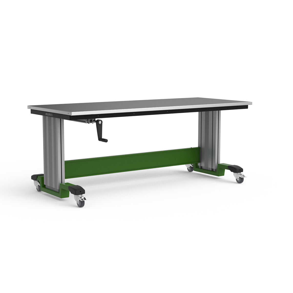 Mobile Adjustable Height Workbench - Stainless Steel Top