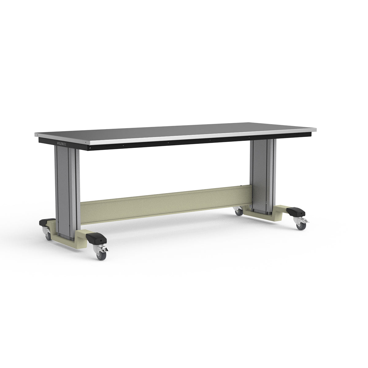 Mobile Adjustable Height Workbench - Stainless Steel Top