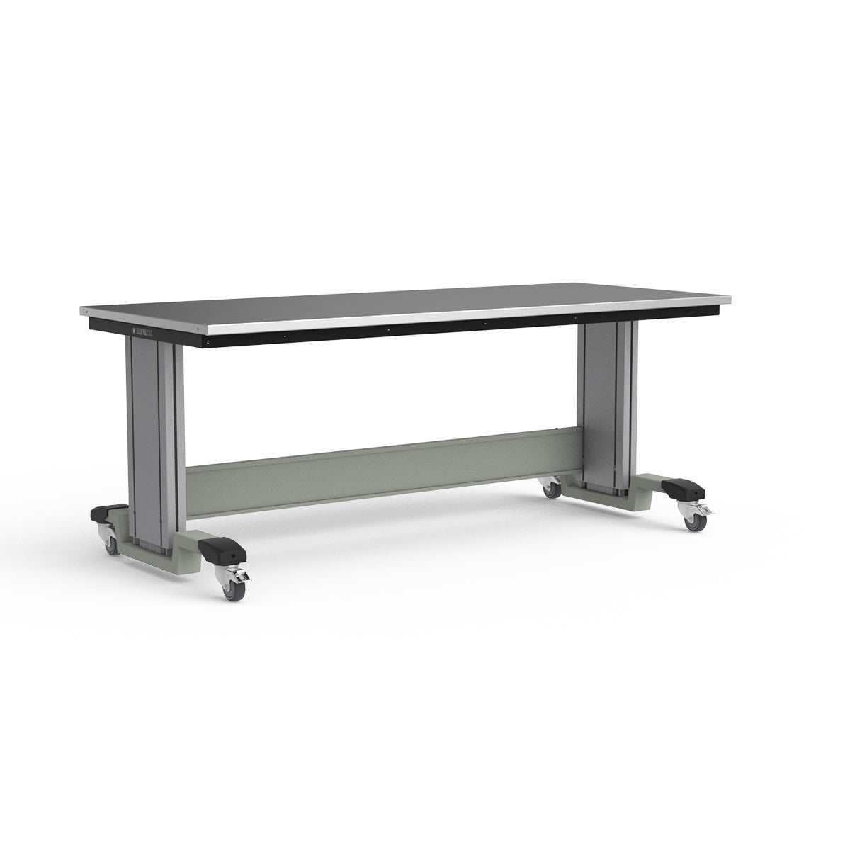 Mobile Adjustable Height Workbench - Stainless Steel Top