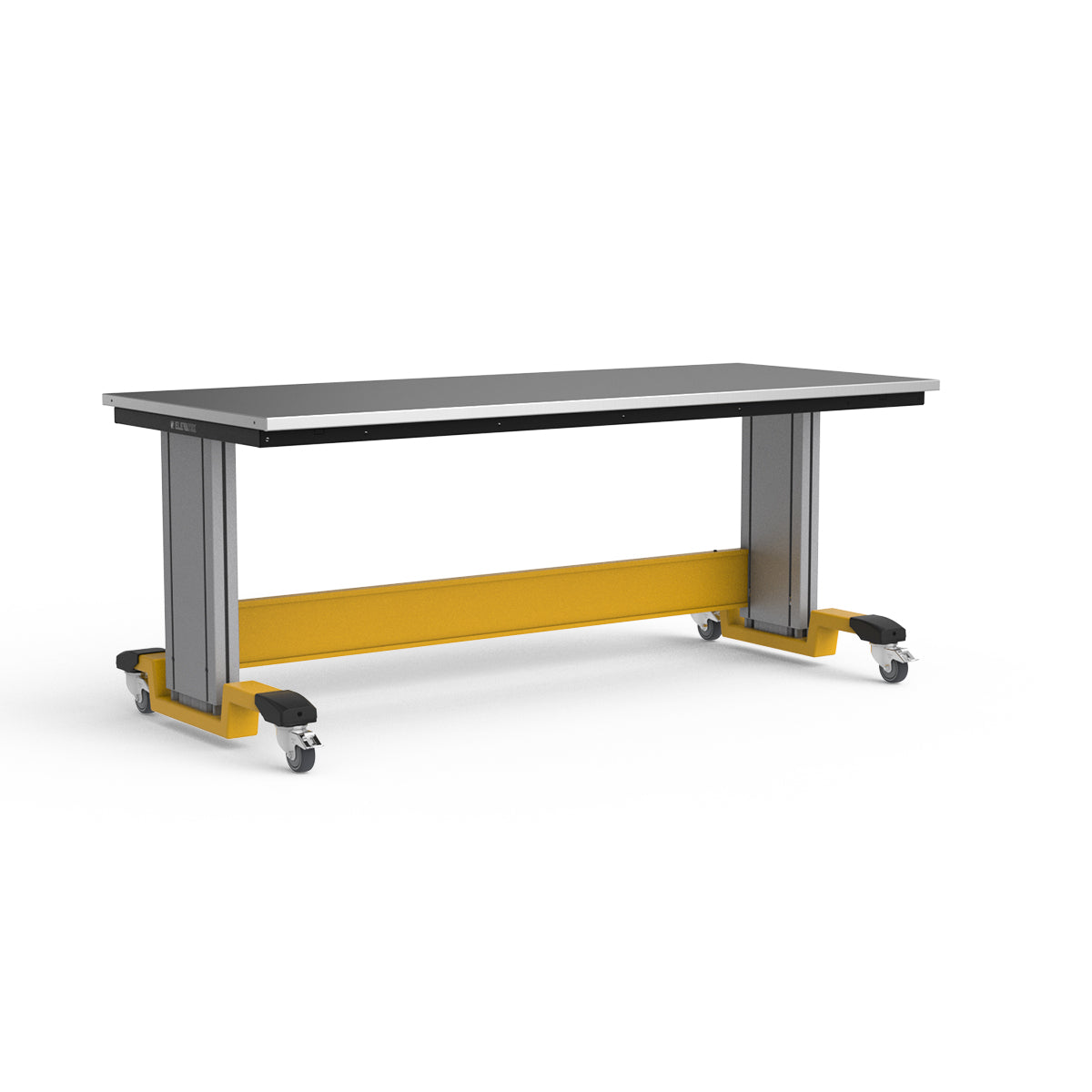 Mobile Adjustable Height Workbench - Stainless Steel Top