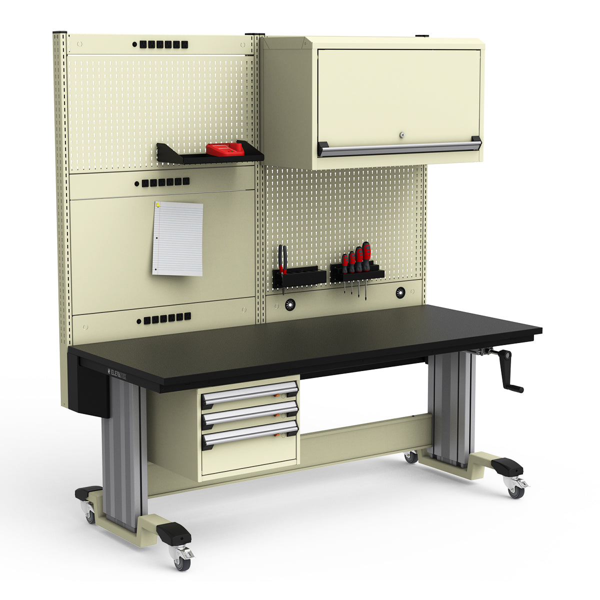 Mobile Adjustable Height Workstation - 72"W x 30"D x 77-93"H - Plastic Laminate Top