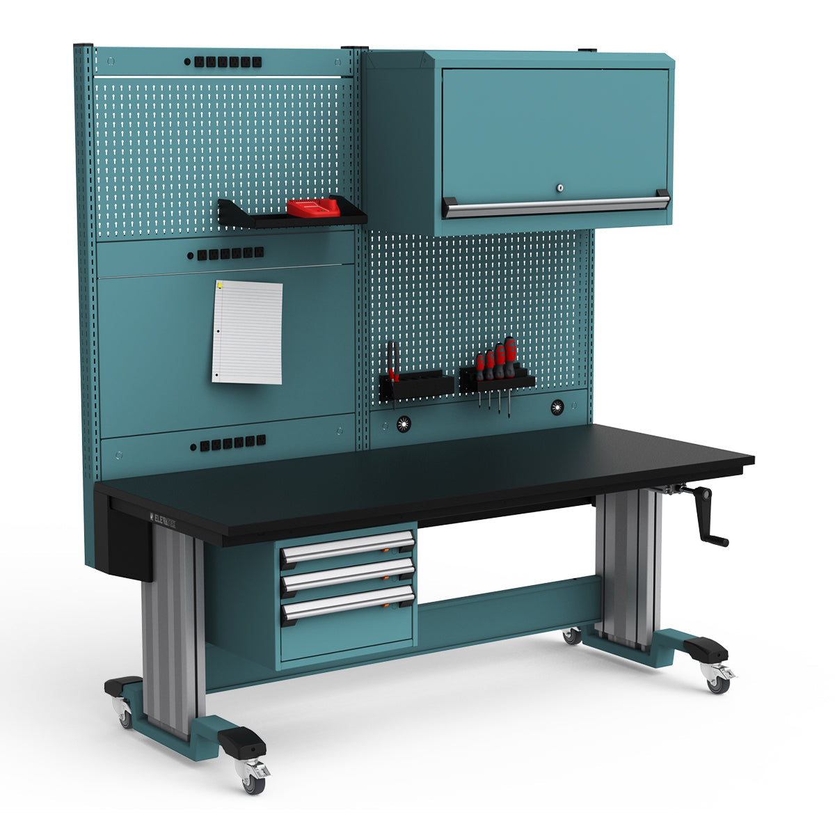 Mobile Adjustable Height Workstation - 72"W x 30"D x 77-93"H - Plastic Laminate Top