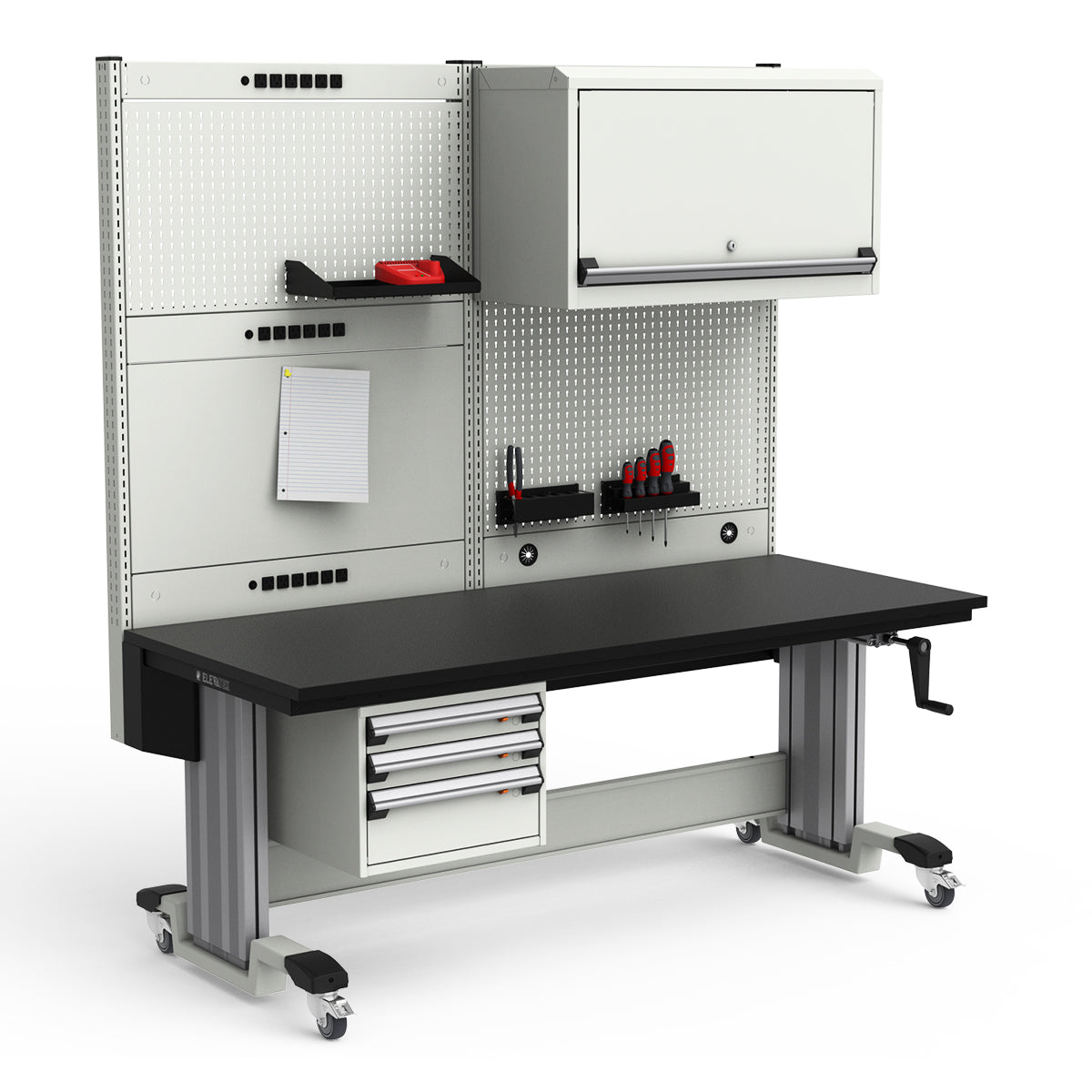 Mobile Adjustable Height Workstation - 72"W x 30"D x 77-93"H - Plastic Laminate Top