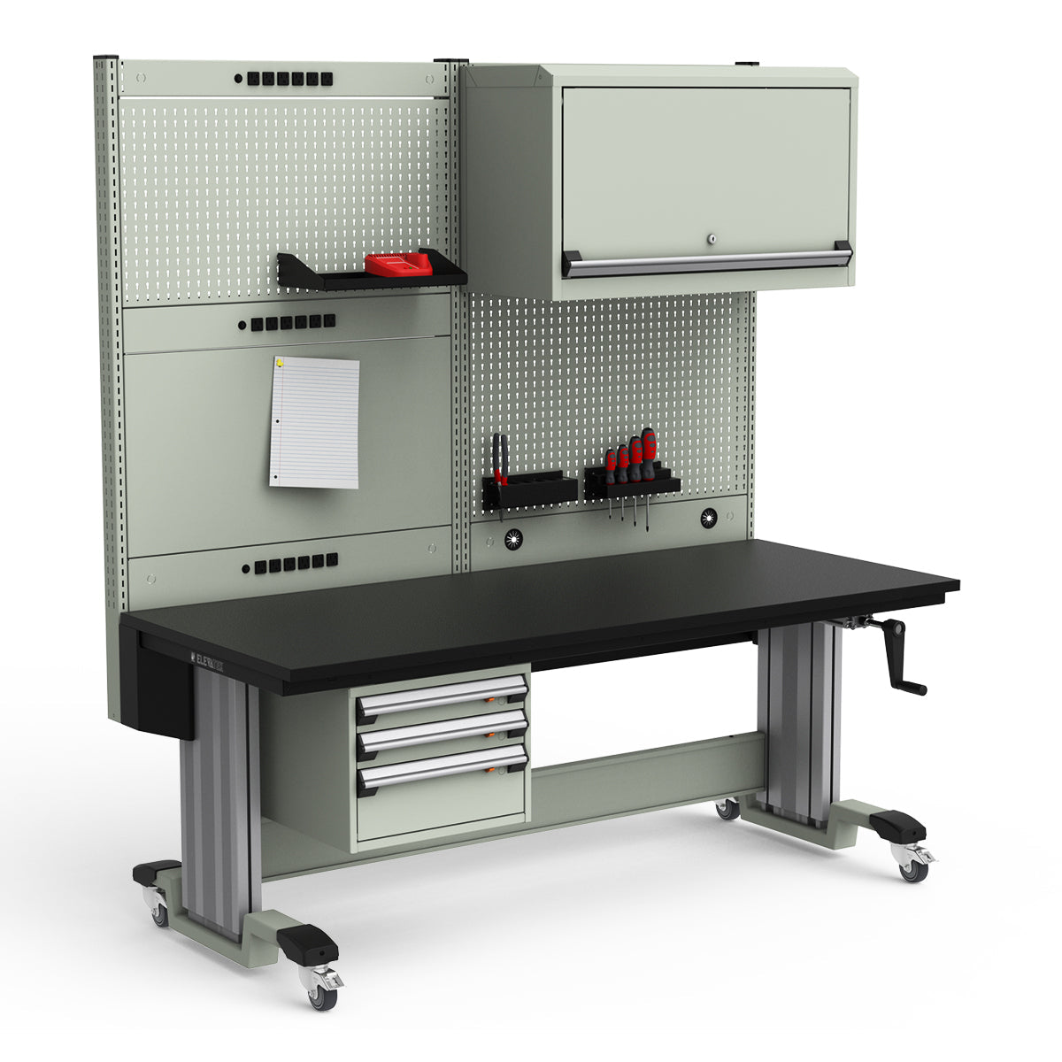 Mobile Adjustable Height Workstation - 72"W x 30"D x 77-93"H - Plastic Laminate Top
