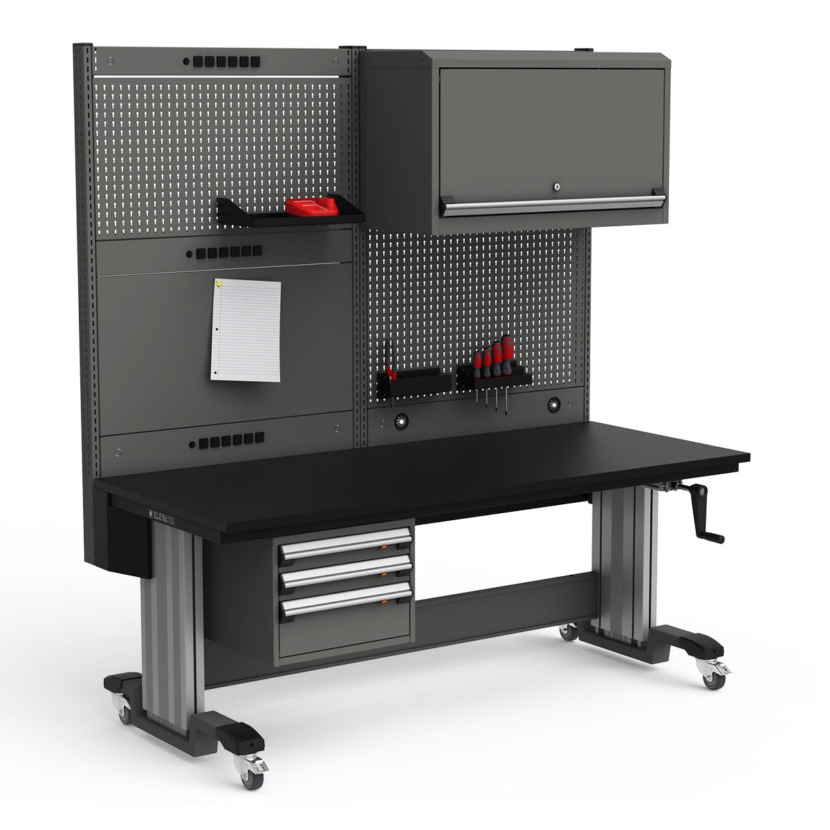 Mobile Adjustable Height Workstation - 72"W x 30"D x 77-93"H - Plastic Laminate Top