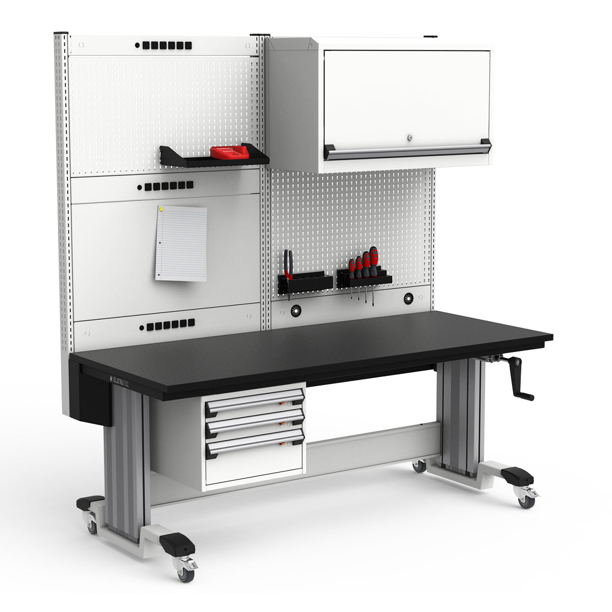 Mobile Adjustable Height Workstation - 72"W x 30"D x 77-93"H - Plastic Laminate Top