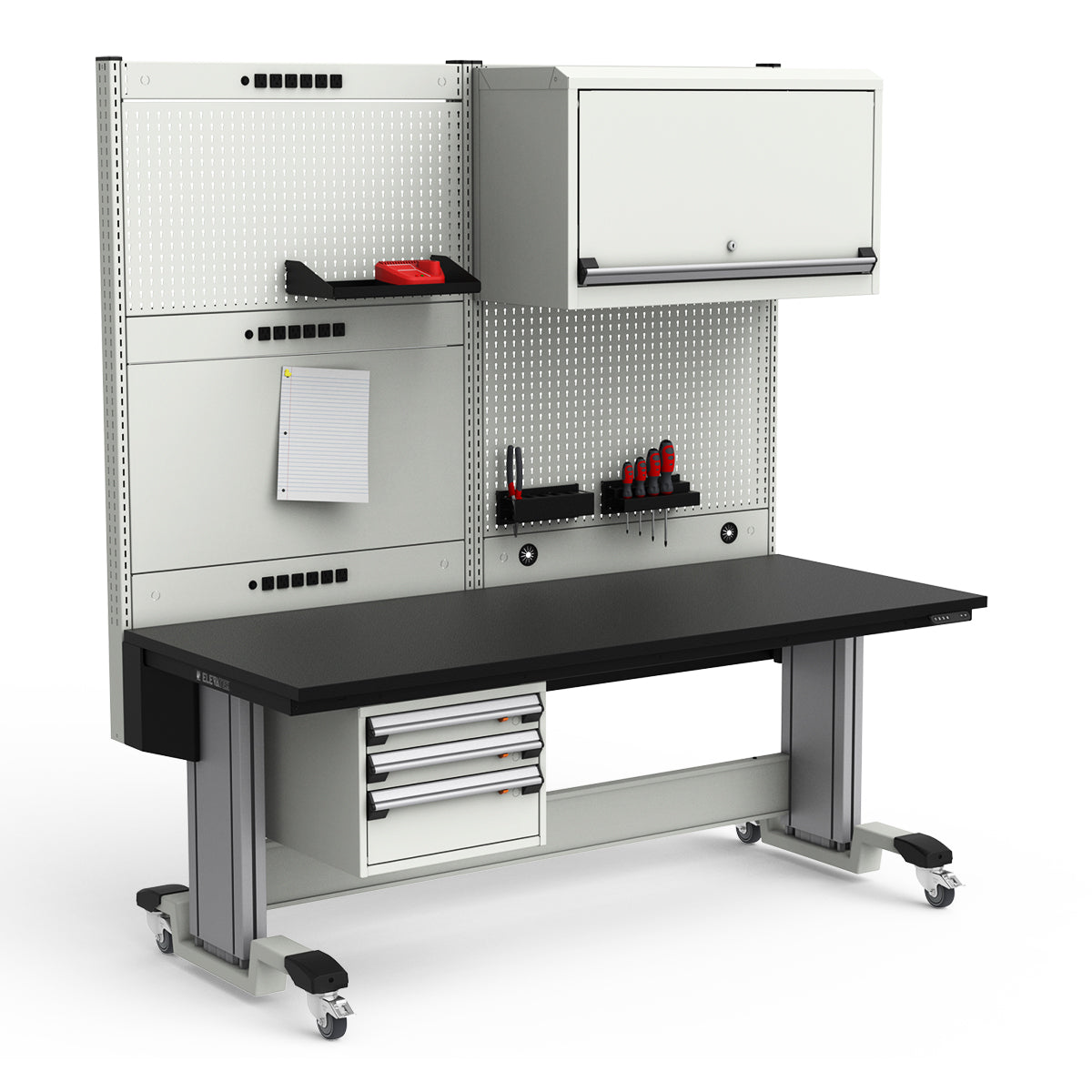 Mobile Adjustable Height Workstation - 72"W x 30"D x 77-93"H - Plastic Laminate Top