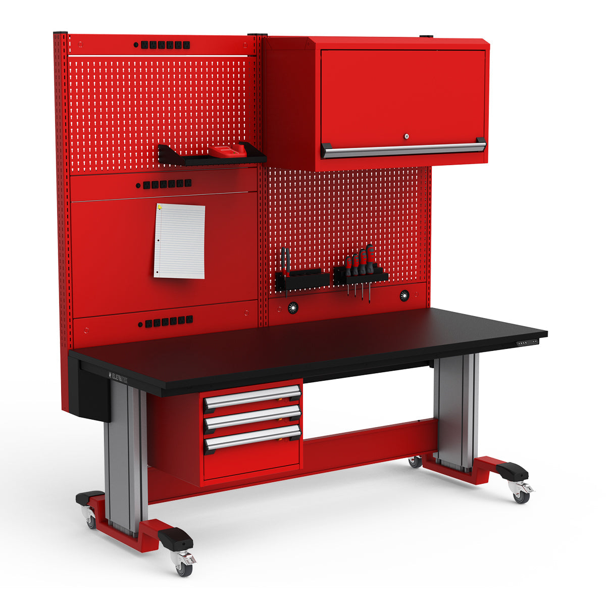 Mobile Adjustable Height Workstation - 72"W x 30"D x 77-93"H - Plastic Laminate Top