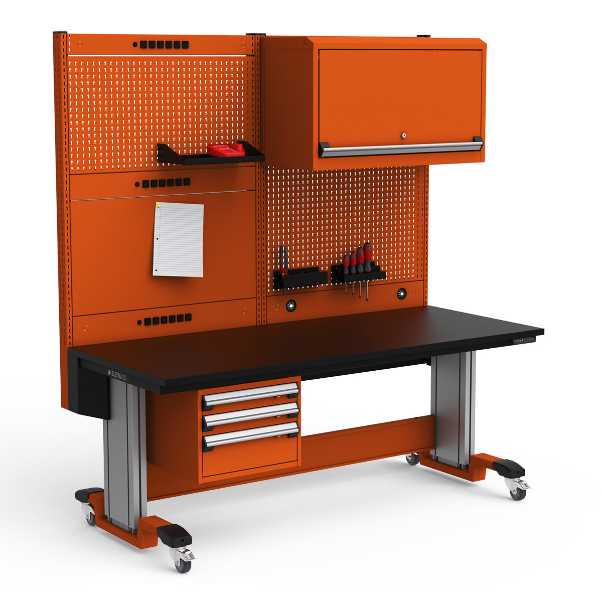 Mobile Adjustable Height Workstation - 72"W x 30"D x 77-93"H - Plastic Laminate Top