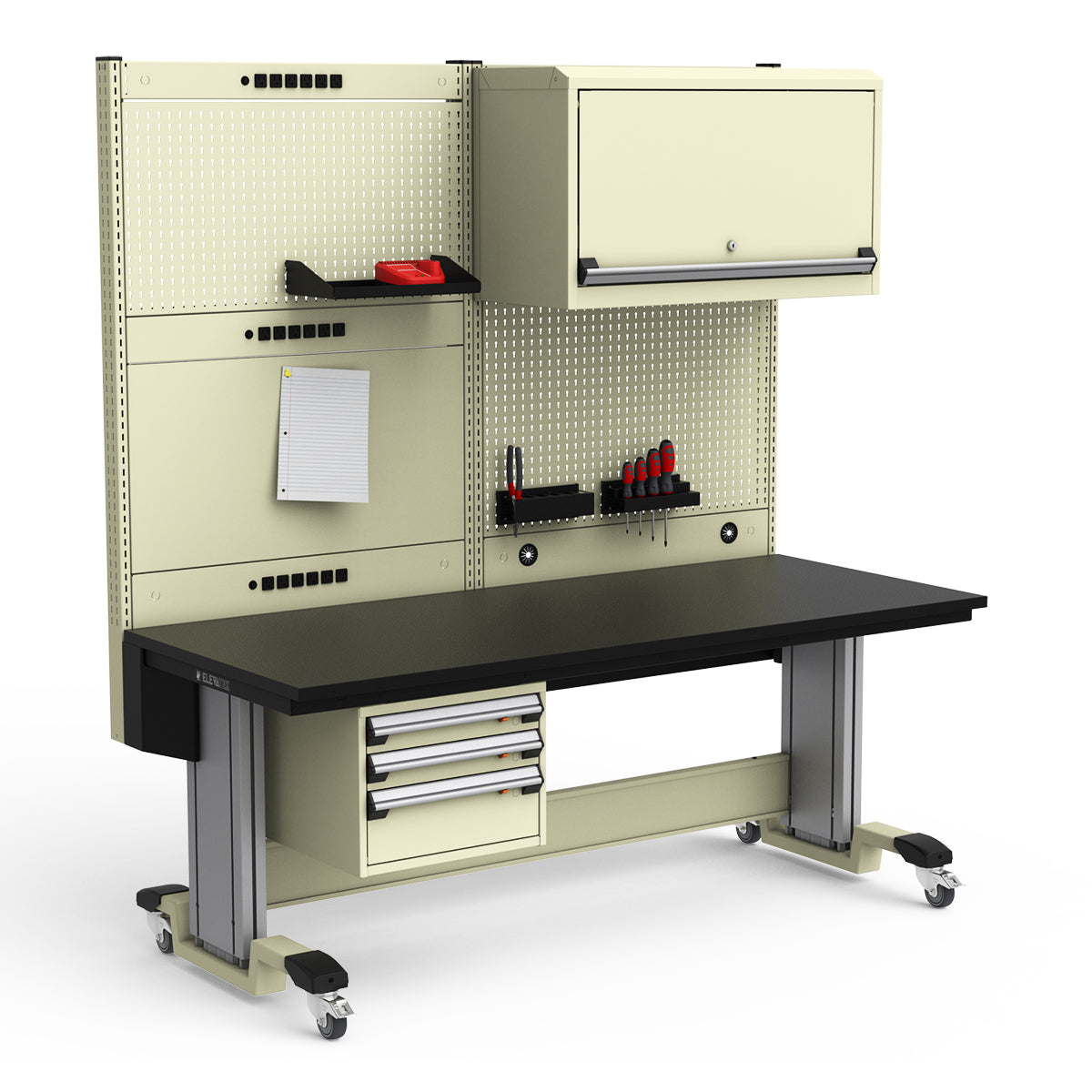 Mobile Adjustable Height Workstation - 72"W x 30"D x 77-93"H - Plastic Laminate Top