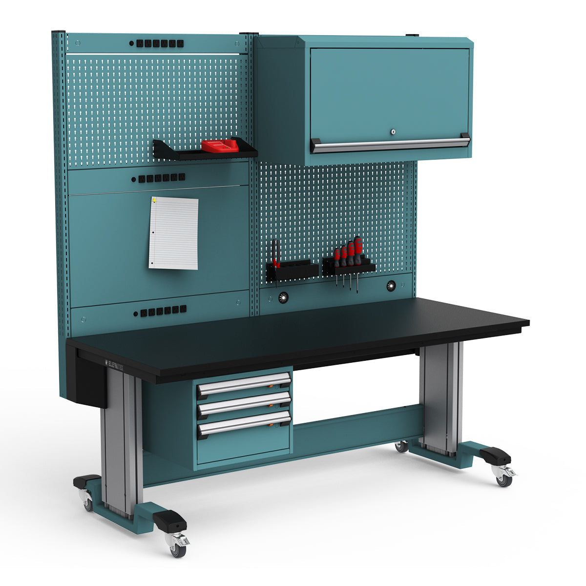 Mobile Adjustable Height Workstation - 72"W x 30"D x 77-93"H - Plastic Laminate Top