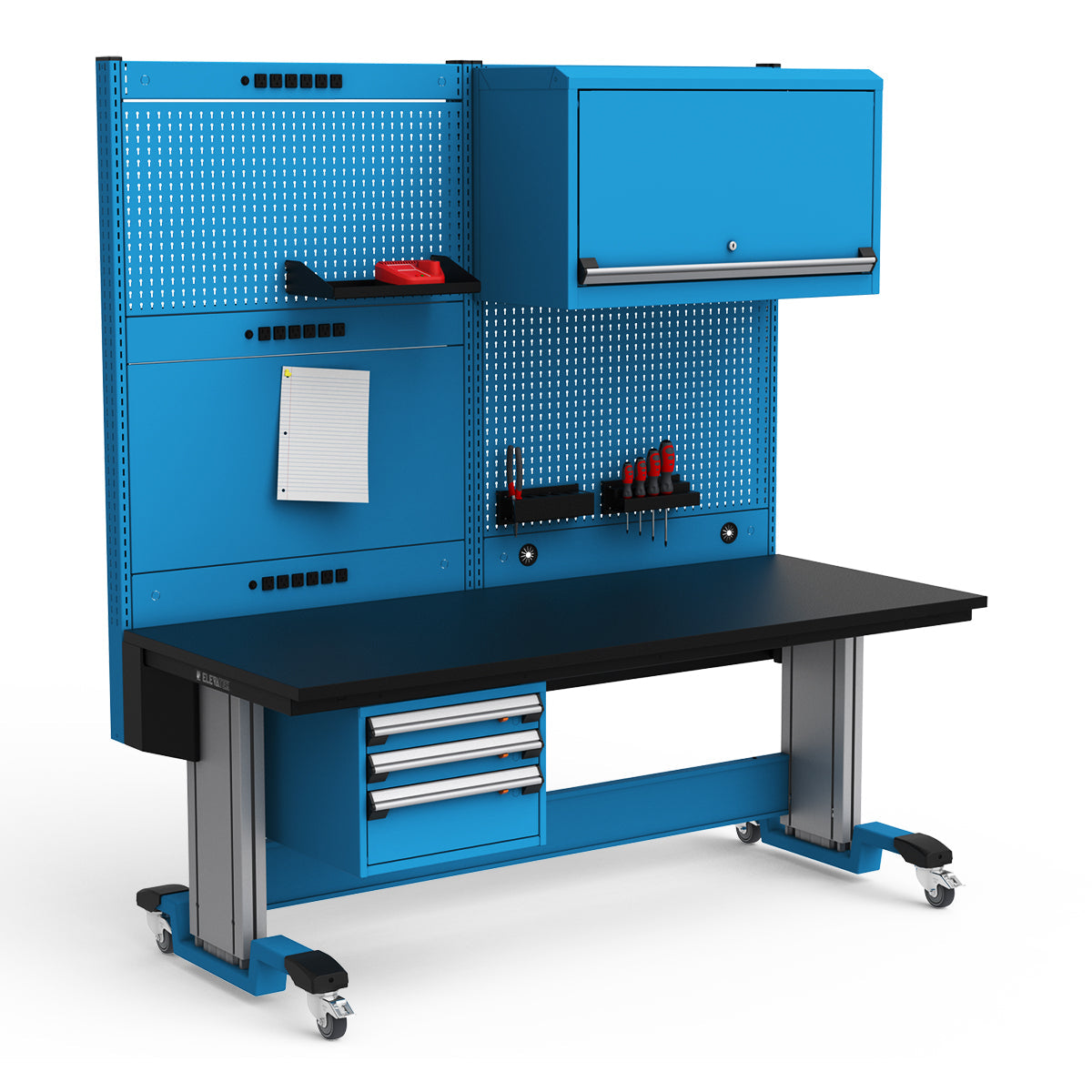 Mobile Adjustable Height Workstation - 72"W x 30"D x 77-93"H - Plastic Laminate Top