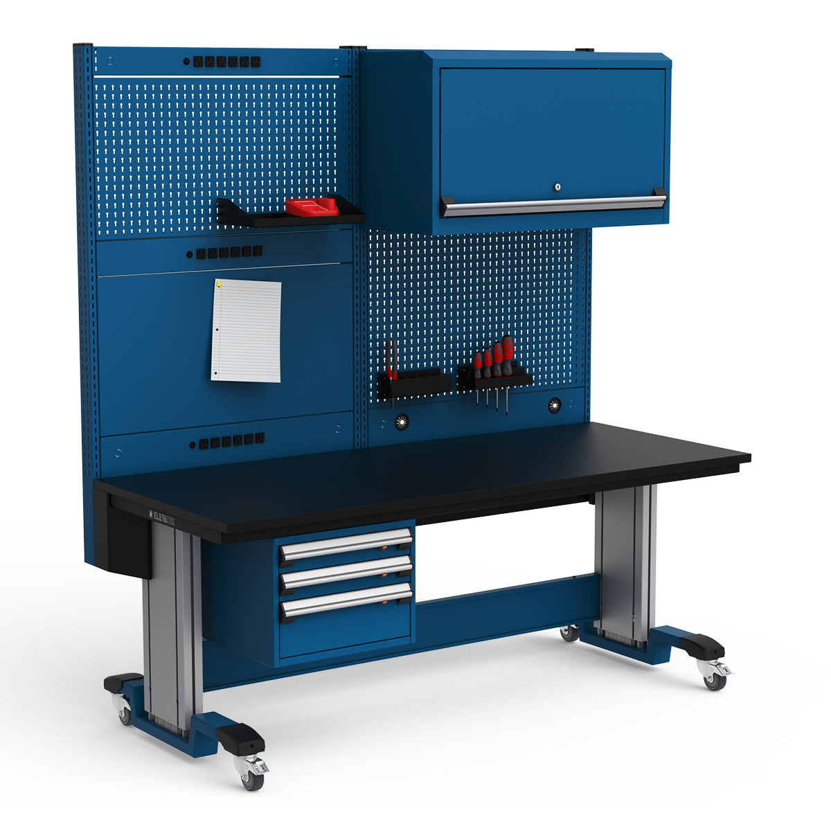 Mobile Adjustable Height Workstation - 72"W x 30"D x 77-93"H - Plastic Laminate Top