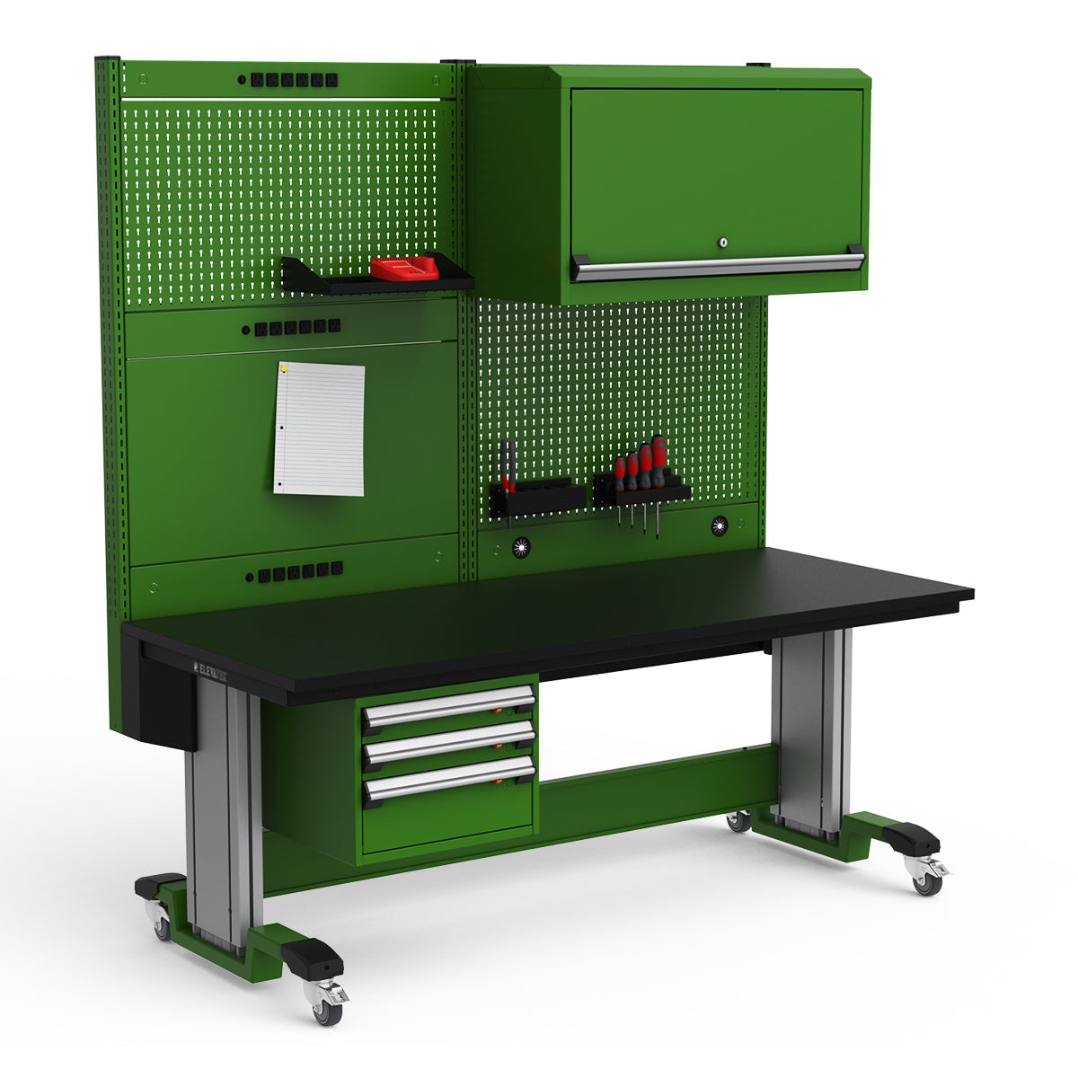 Mobile Adjustable Height Workstation - 72"W x 30"D x 77-93"H - Plastic Laminate Top