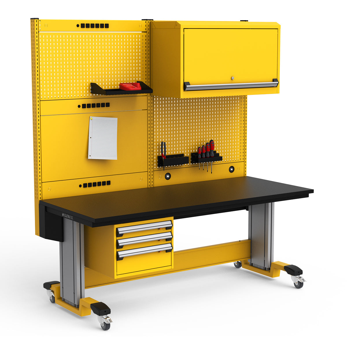 Mobile Adjustable Height Workstation - 72"W x 30"D x 77-93"H - Plastic Laminate Top