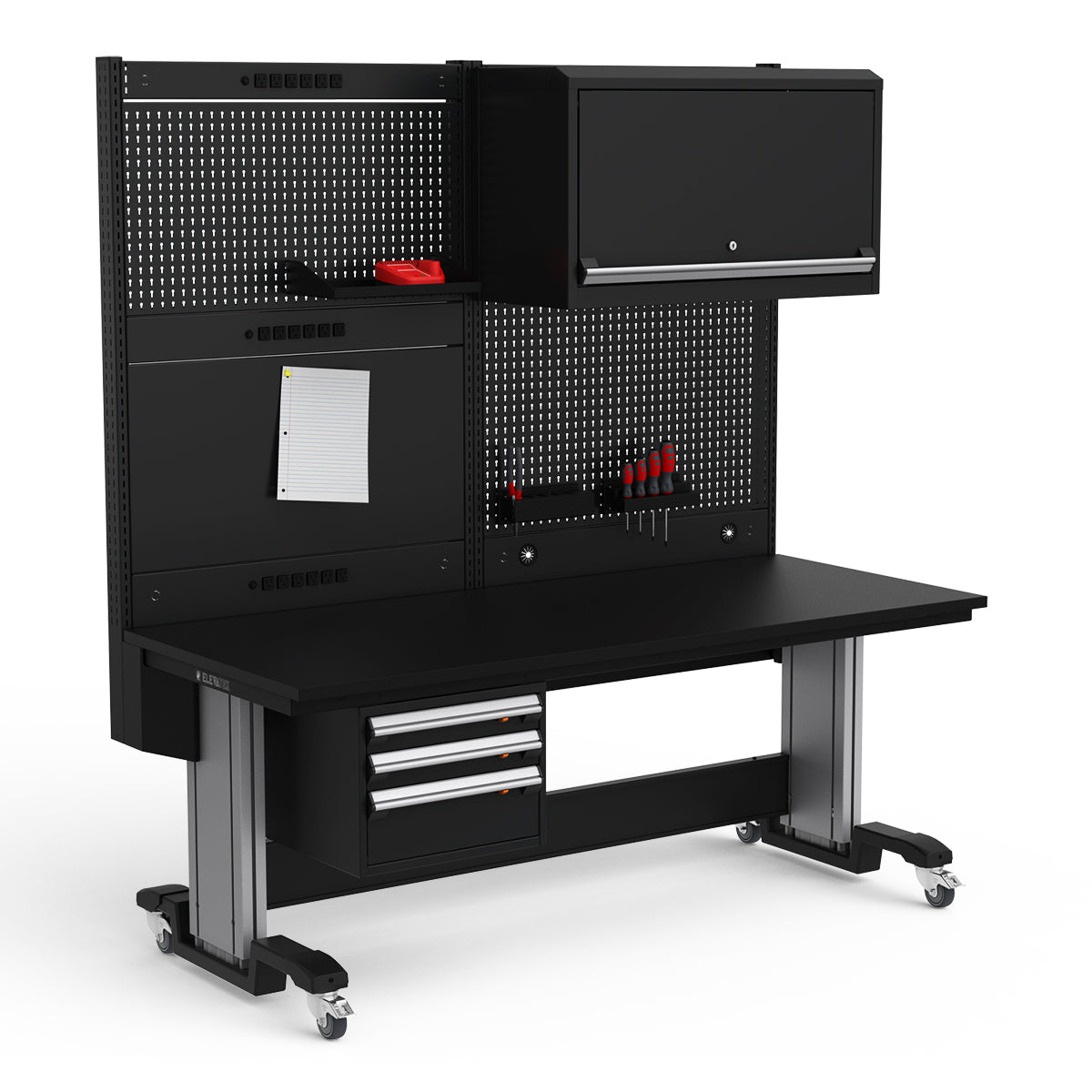 Mobile Adjustable Height Workstation - 72"W x 30"D x 77-93"H - Plastic Laminate Top