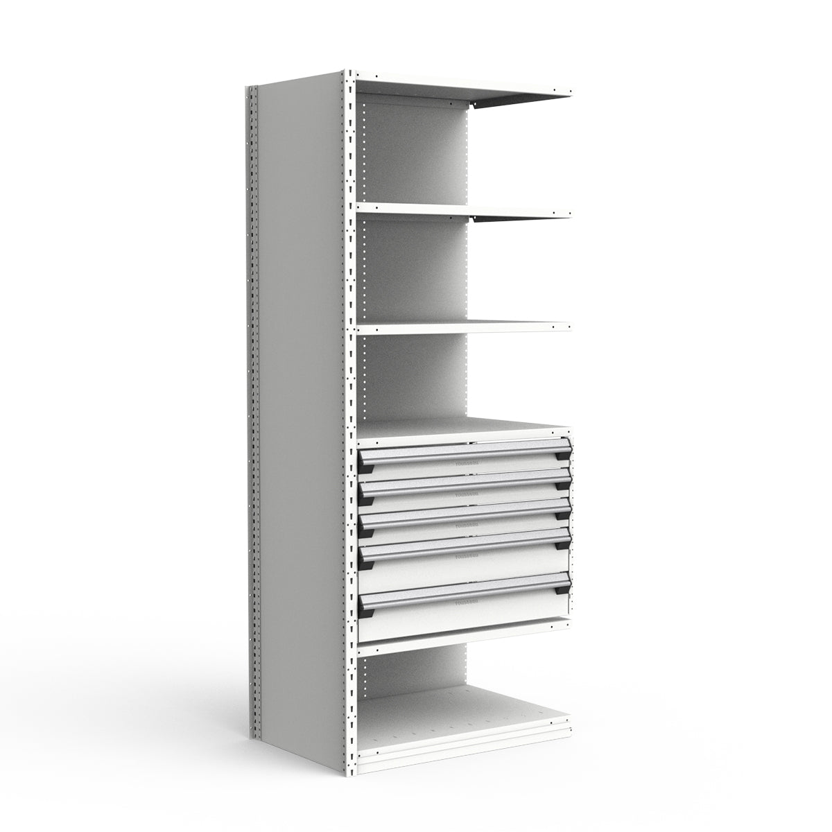 Shelving with Drawers - 24"H Drawer Bank - 5 drawers (Add-On)