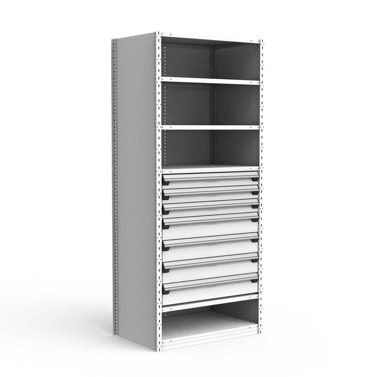 Shelving with Drawers - 36"H Drawer Bank - 7 drawers (Starter)