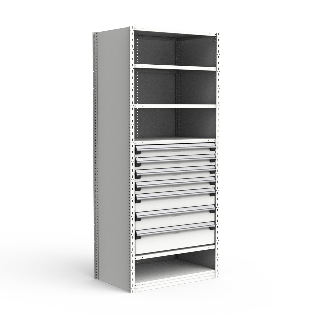 Shelving with Drawers - 36"H Drawer Bank - 7 drawers (Starter)