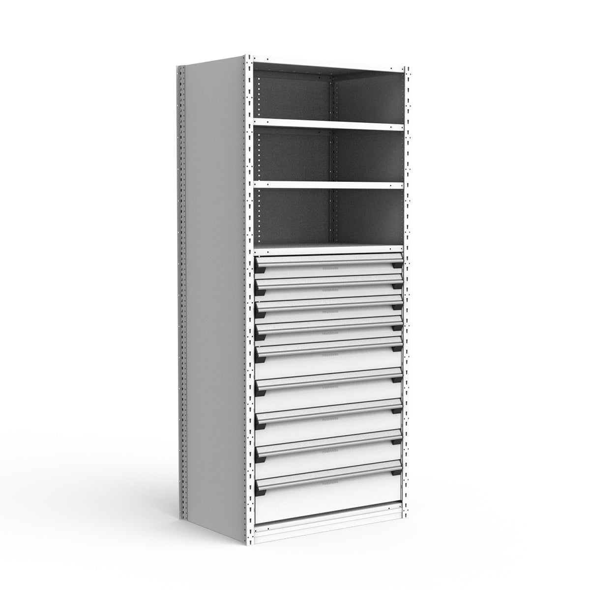 Shelving with Drawers - 48"H Drawer Bank - 9 drawers (Starter)
