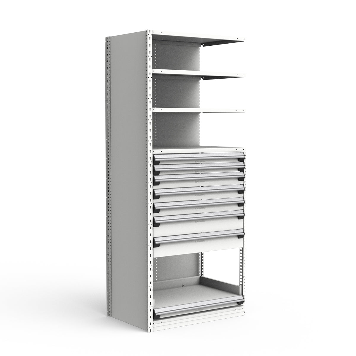 Shelving with Drawers - 48"H Drawer Bank - 7 drawers (Add-On)