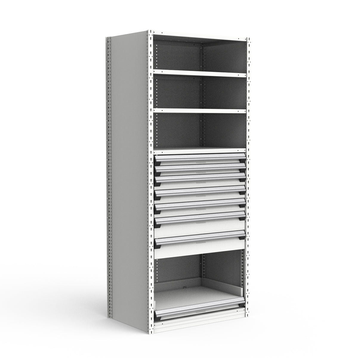 Shelving with Drawers - 48"H Drawer Bank - 7 drawers (Starter)