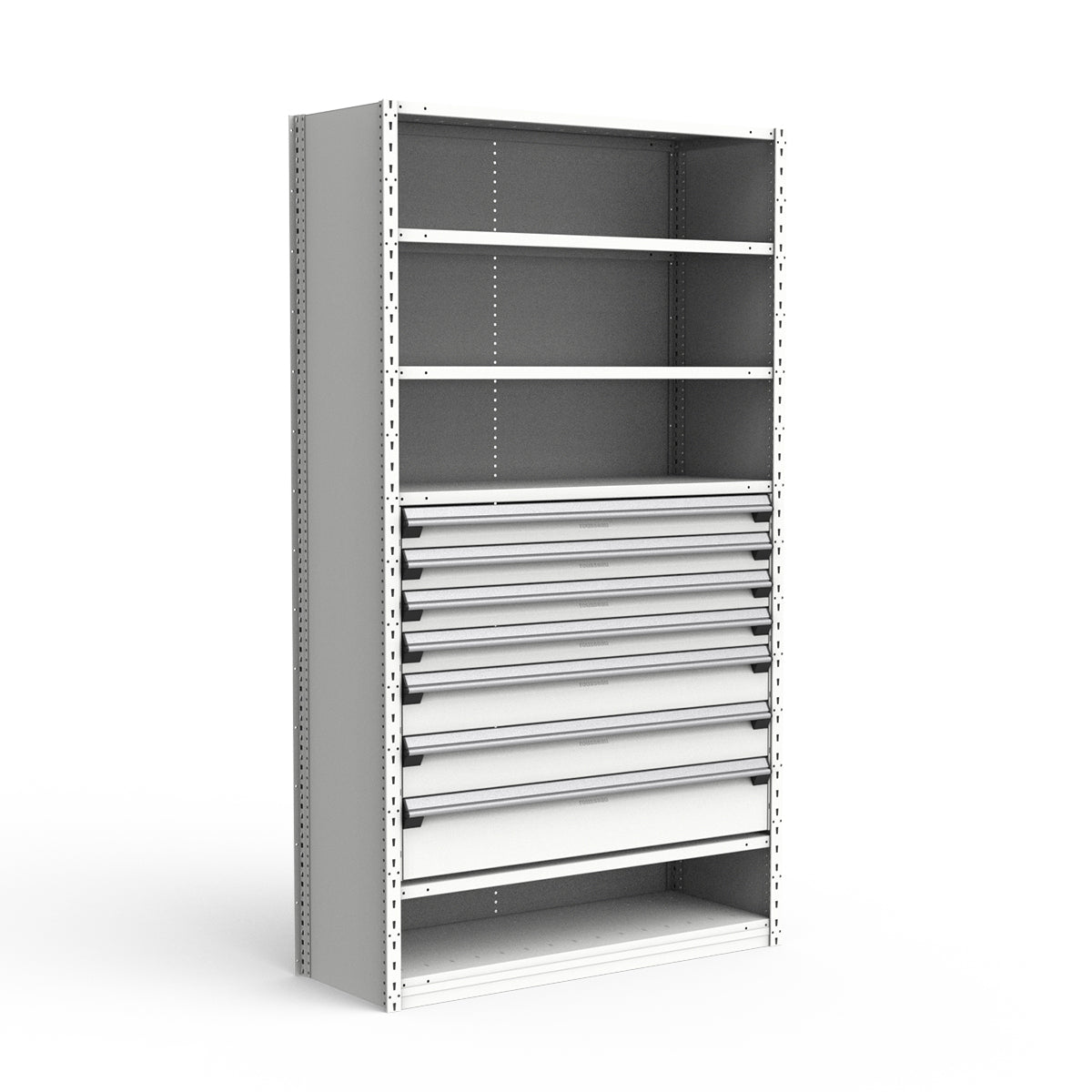 Shelving with Drawers - 36"H Drawer Bank - 7 drawers (Starter)