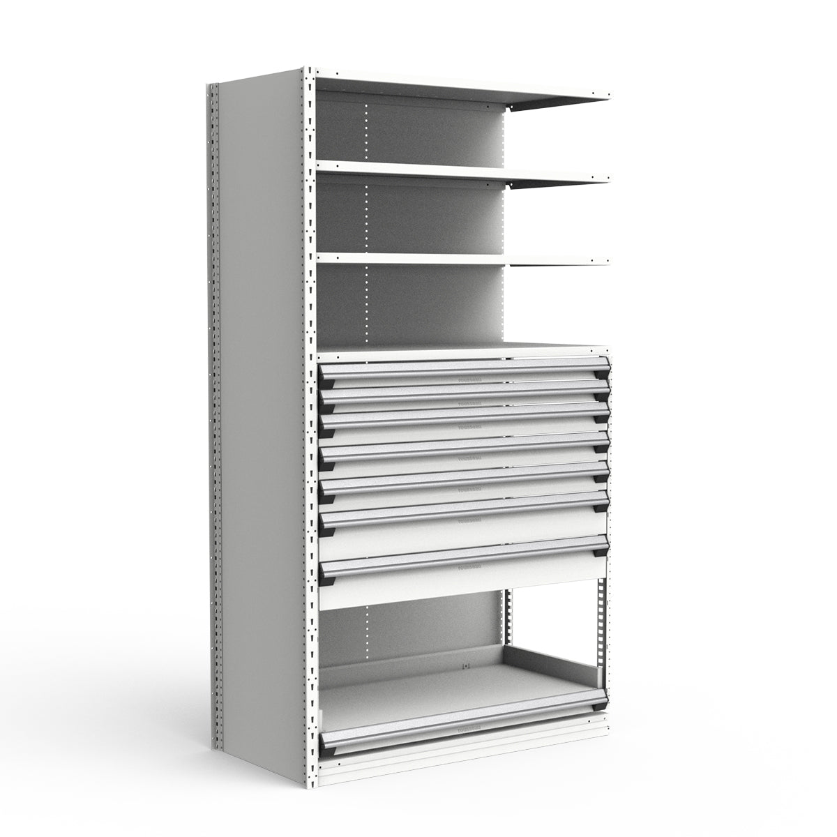 Shelving with Drawers - 48"H Drawer Bank - 7 drawers (Add-On)