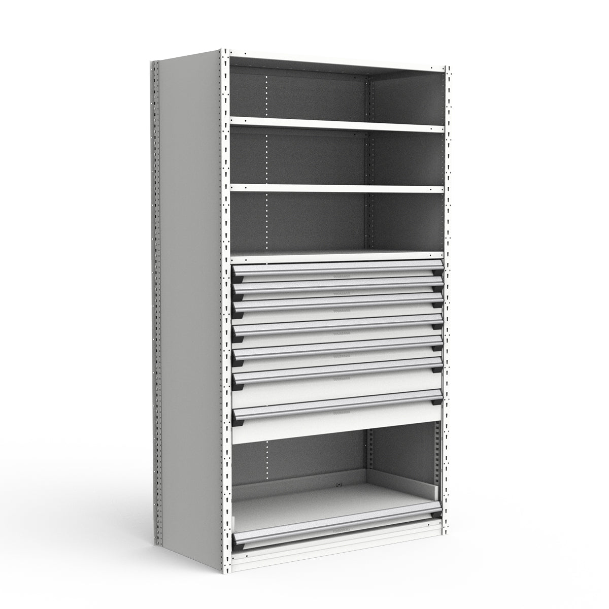 Shelving with Drawers - 48"H Drawer Bank - 7 drawers (Starter)